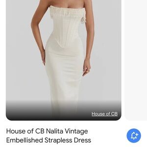 House of CB Nalita Vintage Embellished Strapless Dress - White